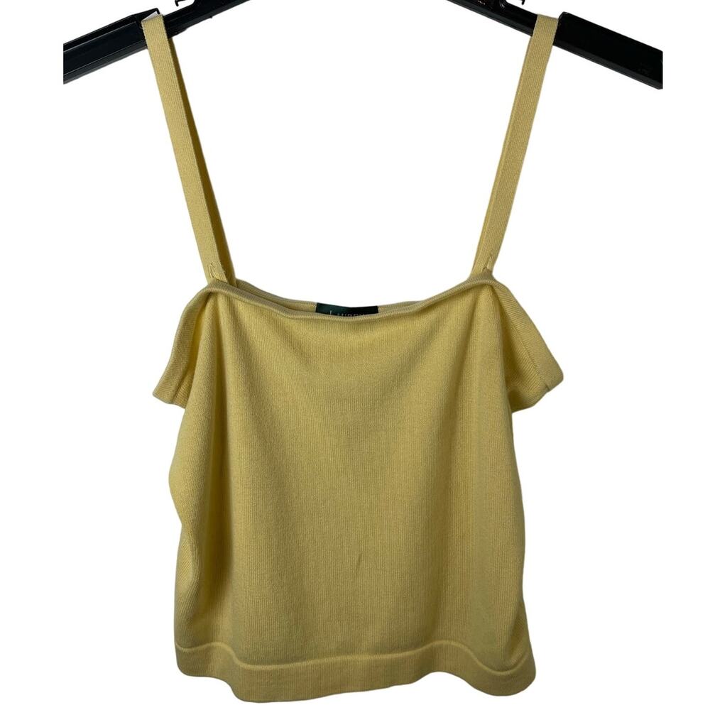 Vintage Lauren Ralph Lauren LRL Buttermilk Cropped Sleeveless Top Knit Blouse M